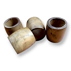 Rustic Wooden Napkin Rings Set of 4 Natural Wood Table Decor